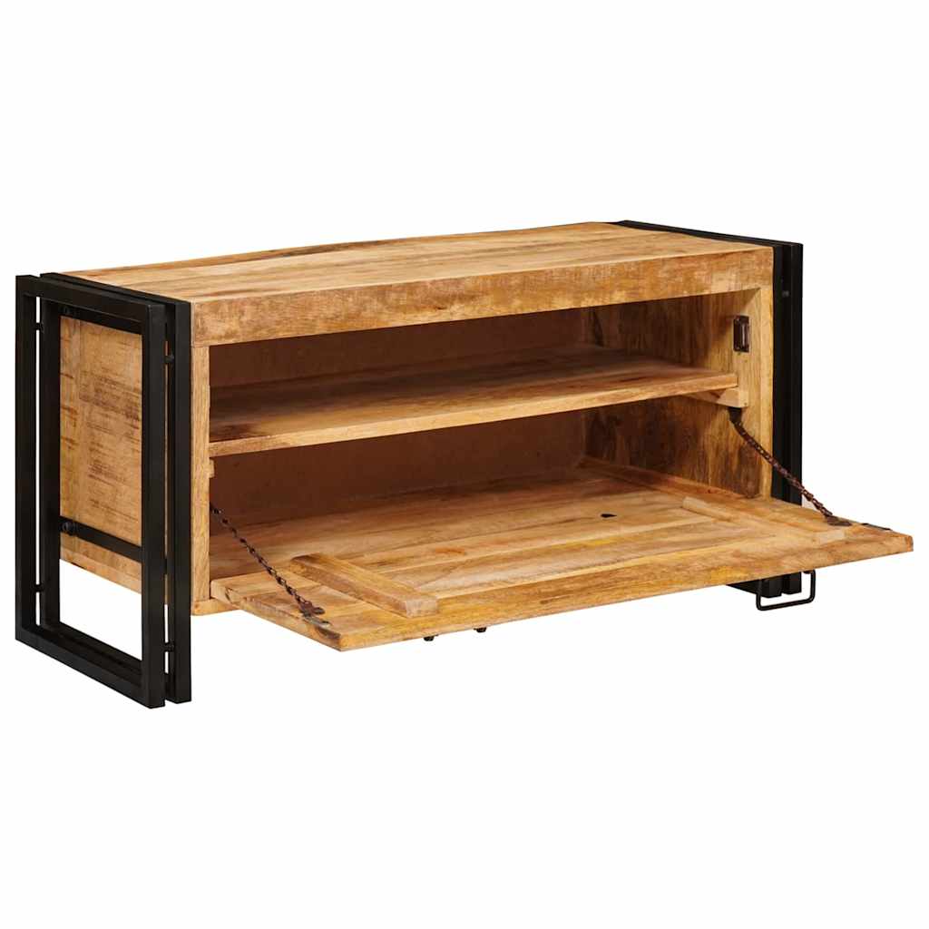 Schuhschrank mit Regal Braun 90 x 38 x 45 cm massives Mangoholz